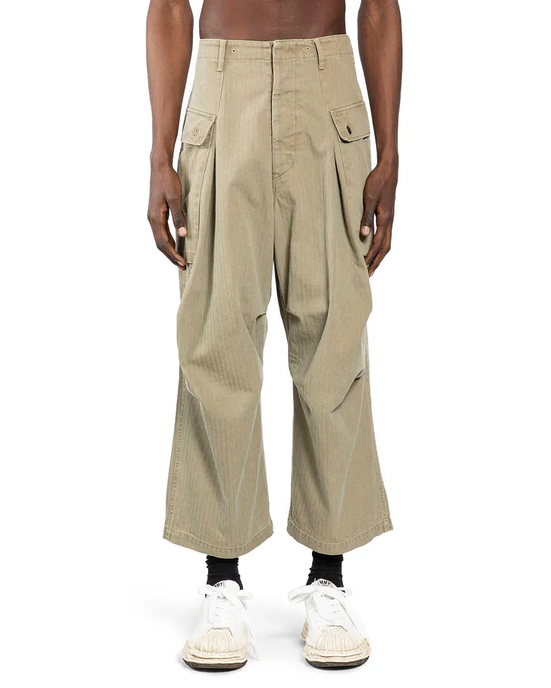 KAPITAL Herringbone Jumbo Monkey Pants Green