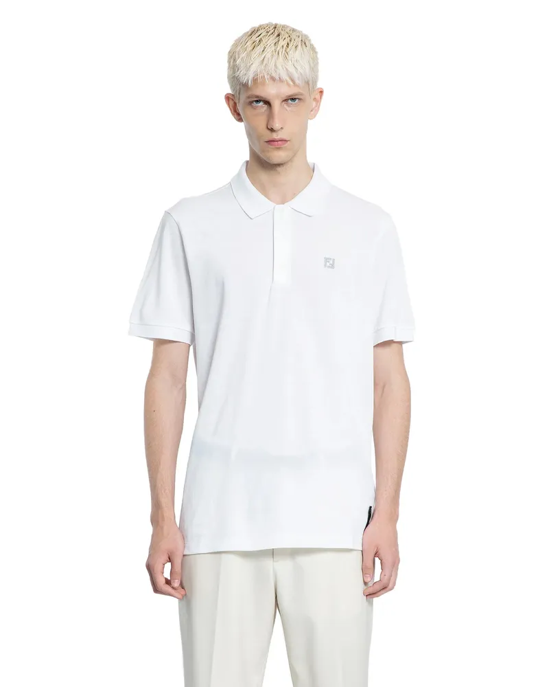 Fendi FF Cotton Piqué Polo Shirt White