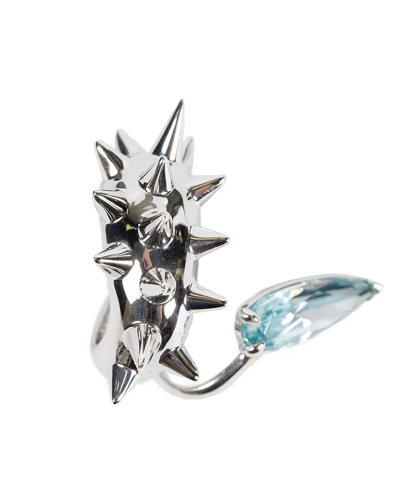 Alan Crocetti Mini Spike Alien Aqua Ear Cuff Silver