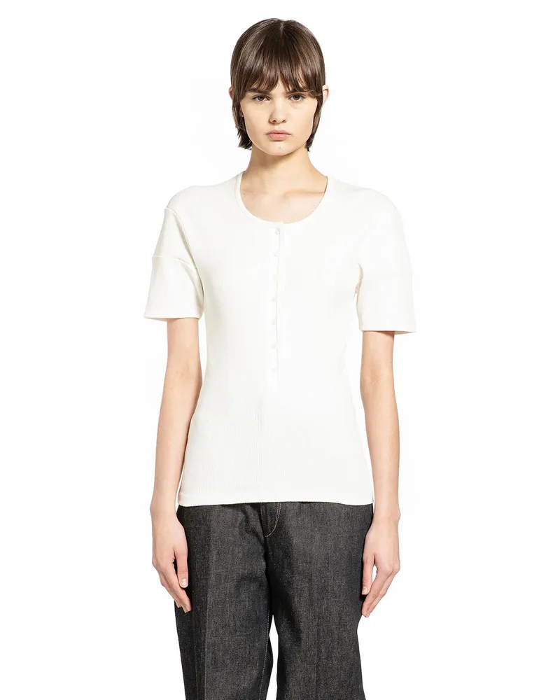 Christophe Lemaire Fitted Henley T-Shirt Off-white