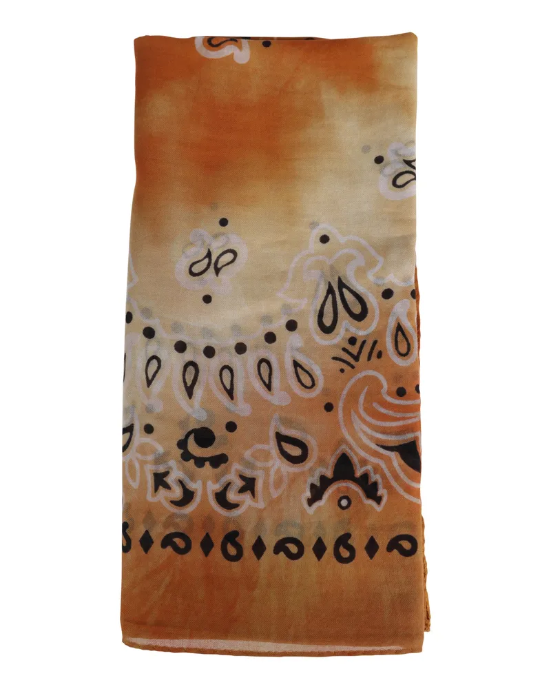 Destin Paisley Print Cotton Scarf Orange