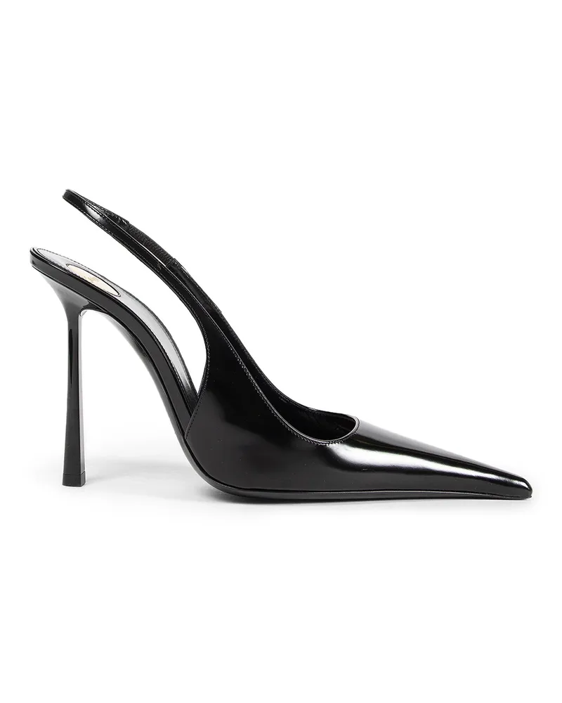 Saint Laurent Vendome Slinback Pumps in Glazed Leather Black