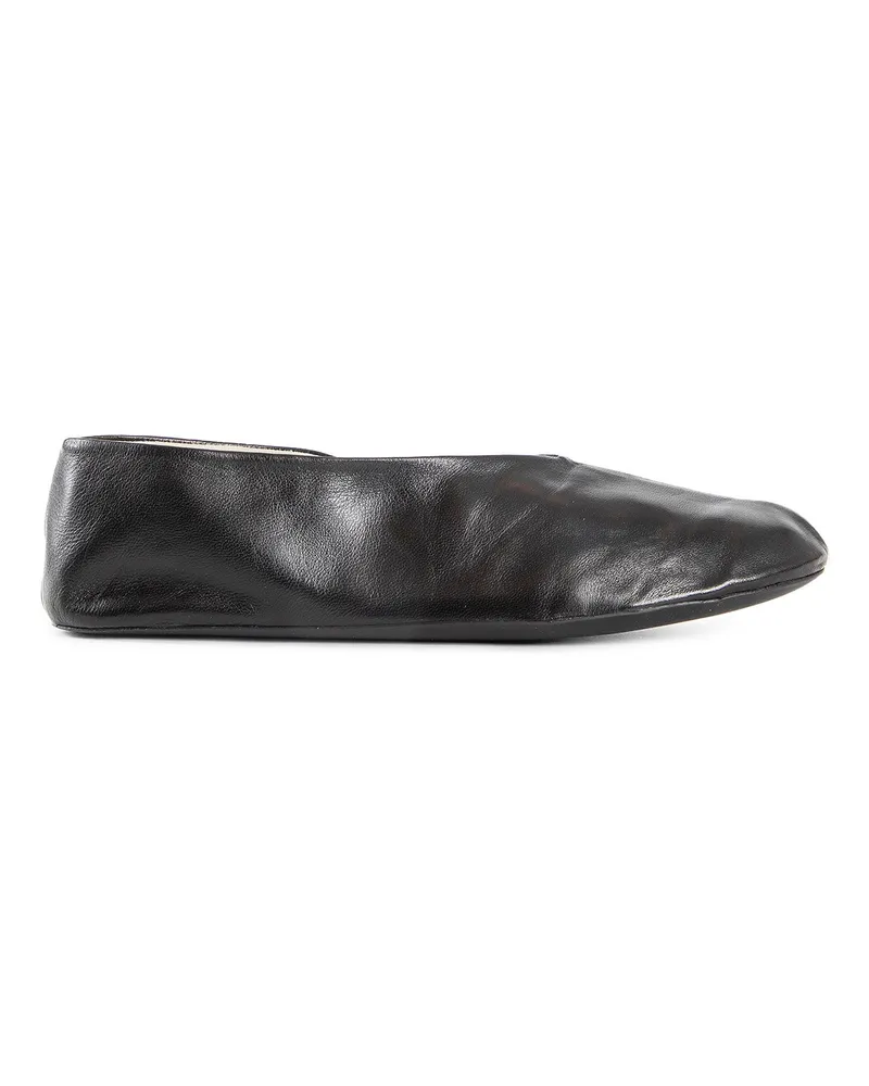 The Row Stella Slippers in Leather Black