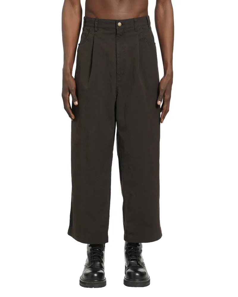 Comme des Garçons Pleated Cotton Canvas Trousers Brown