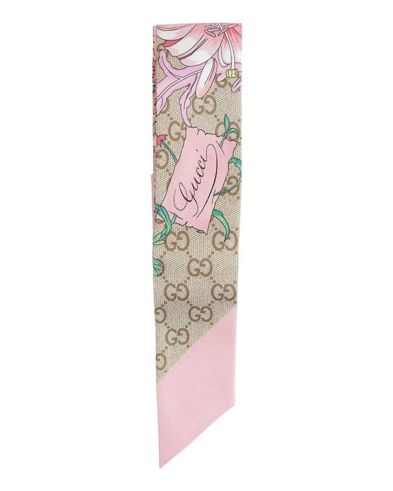 Gucci GG Flora Silk Scarf Beige