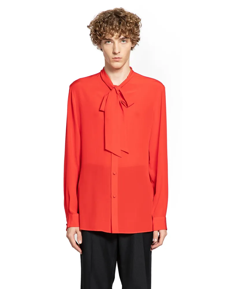 Valentino Garavani Silk Crepe Shirt Red