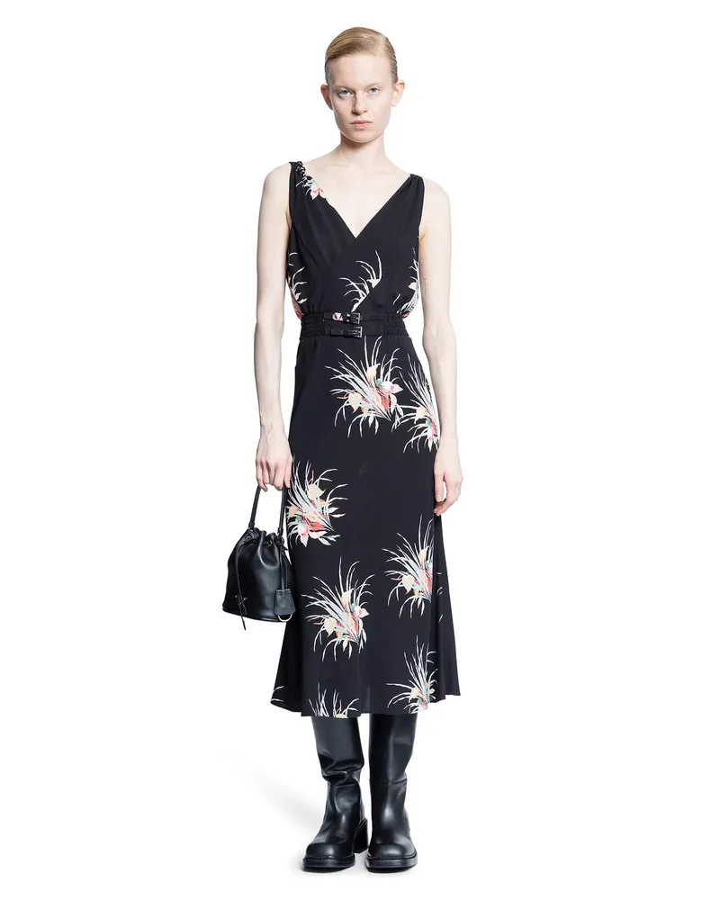 Prada Printed Sablé Dress Black
