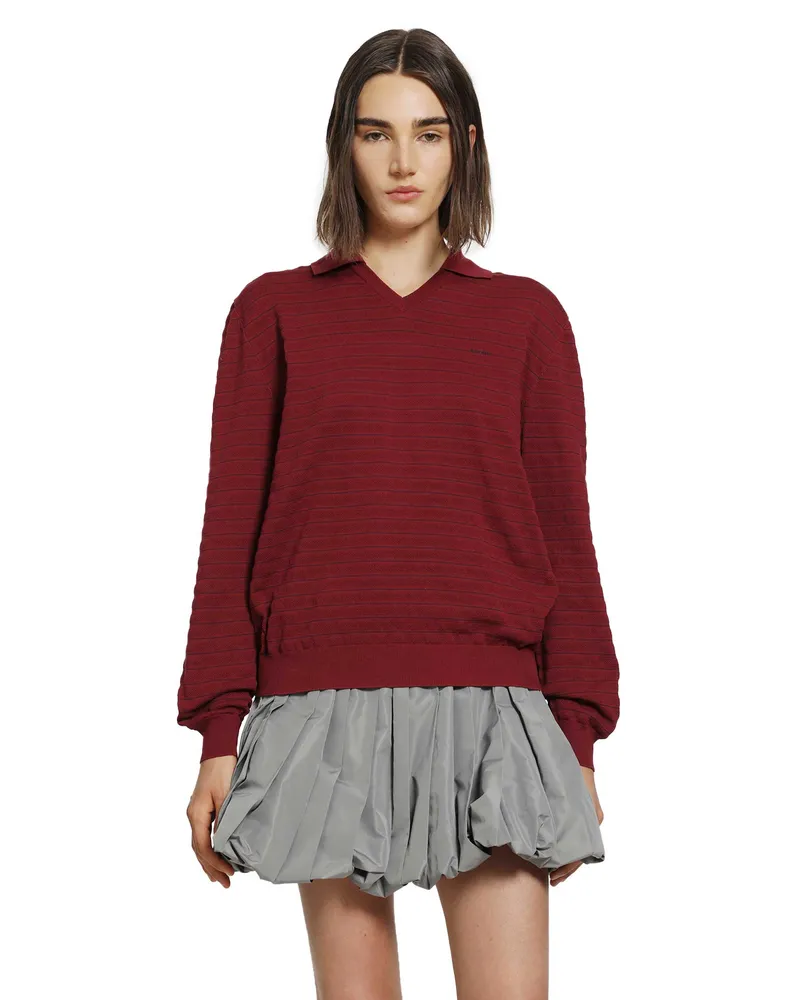 Miu Miu Polo Cotton Sweater Red