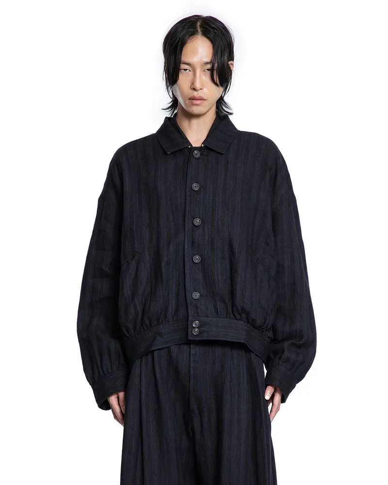 Ziggy Chen Spread Collar Cropped Jacket Black