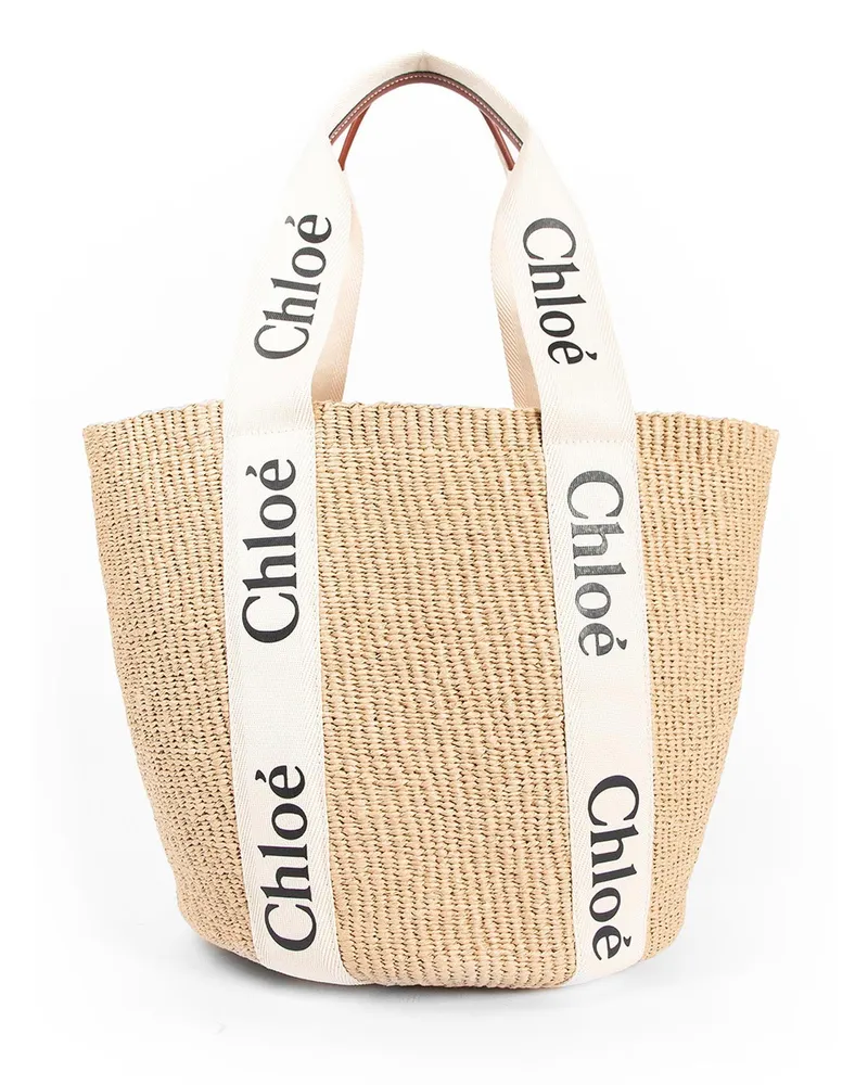 Chloé Woody Raffia Tote Bag Beige