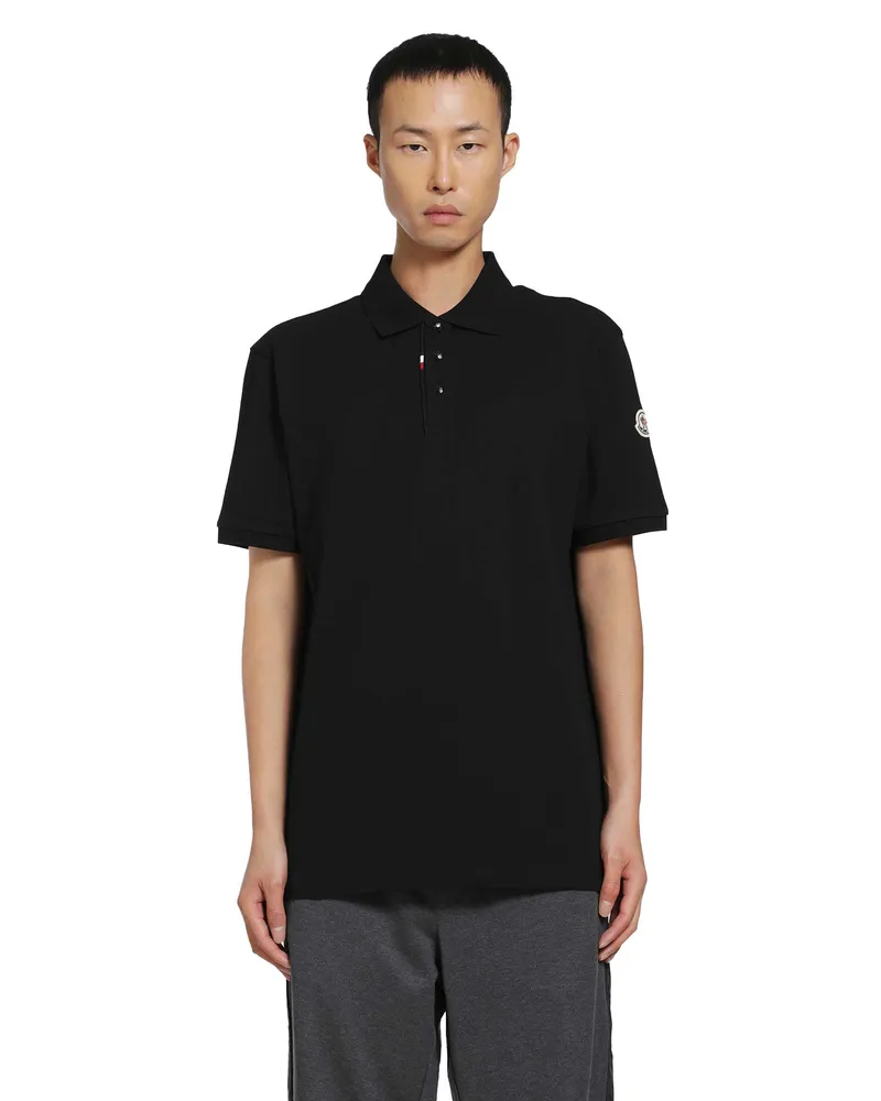 Moncler Cotton Piquet Polo Shirt Black