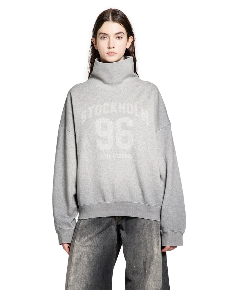 Acne Studios College Logo Turtleneck Sweatshirt Grey