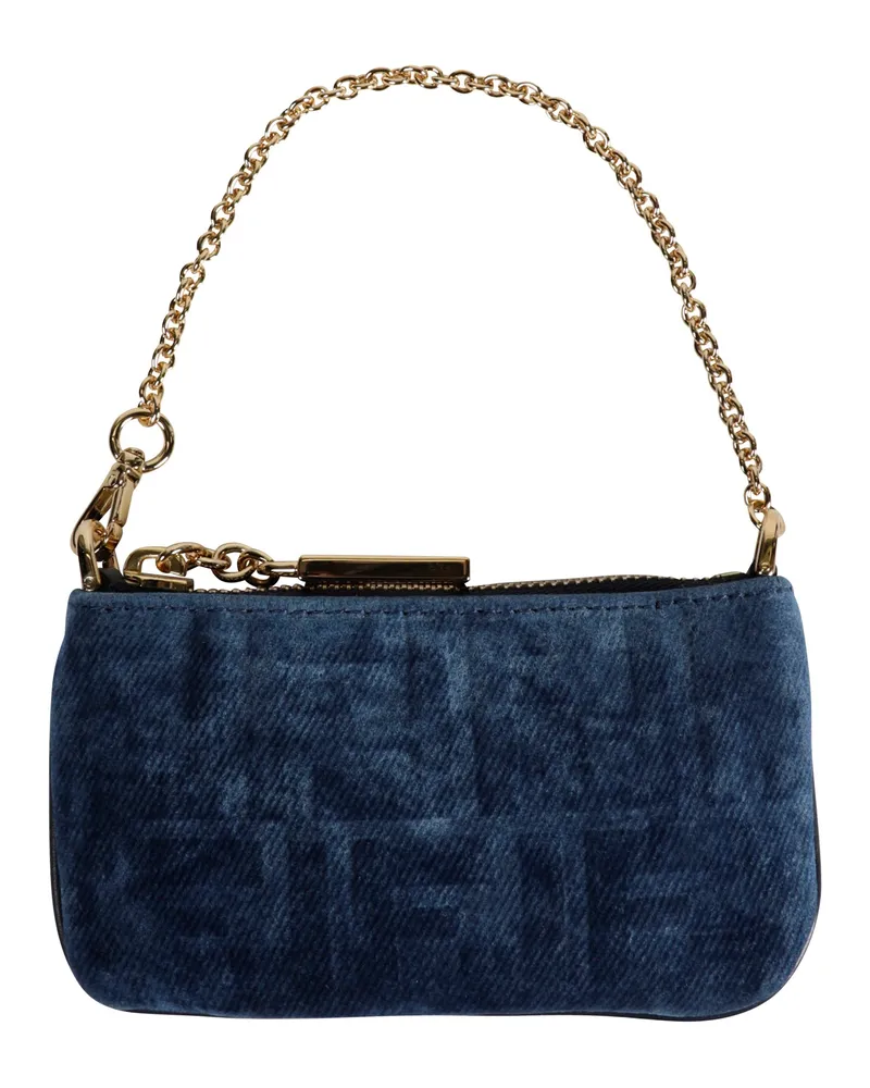 Fendi Mini Denim Baguette Pouch Blue