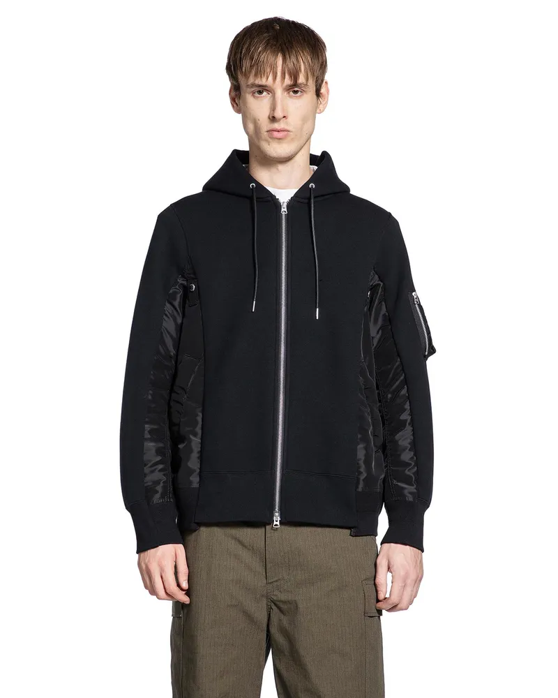 Sacai Sponge Sweat x Nyllon Twill Hoodie Black