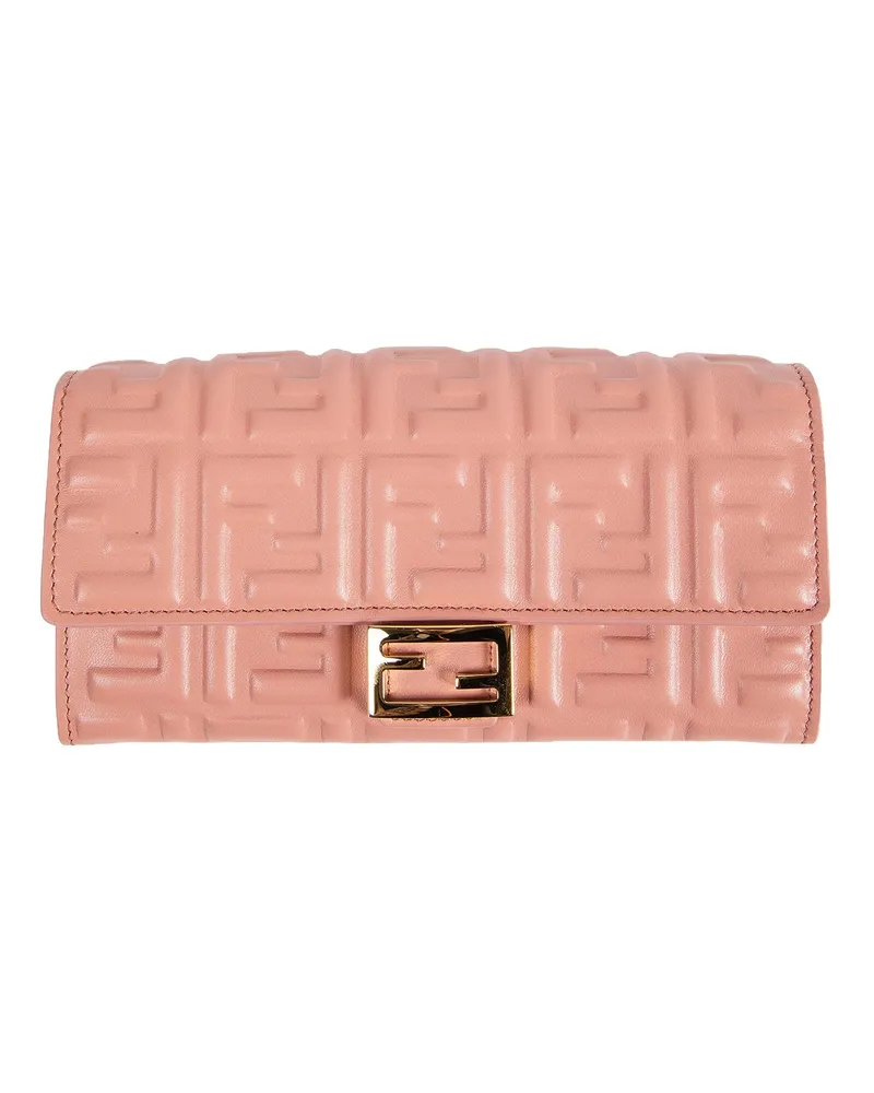 Fendi FF Nappa Baguette Chain Wallet Pink