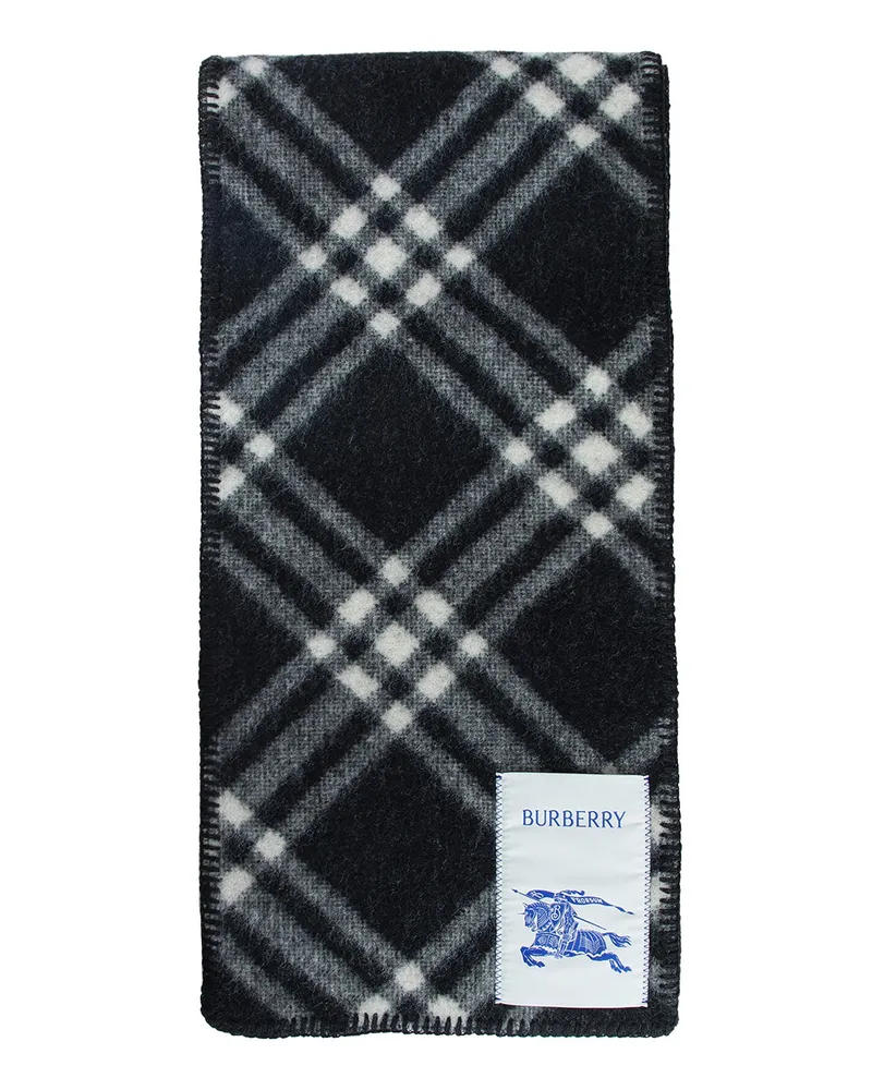 Burberry Check Wool Scarf Black&white