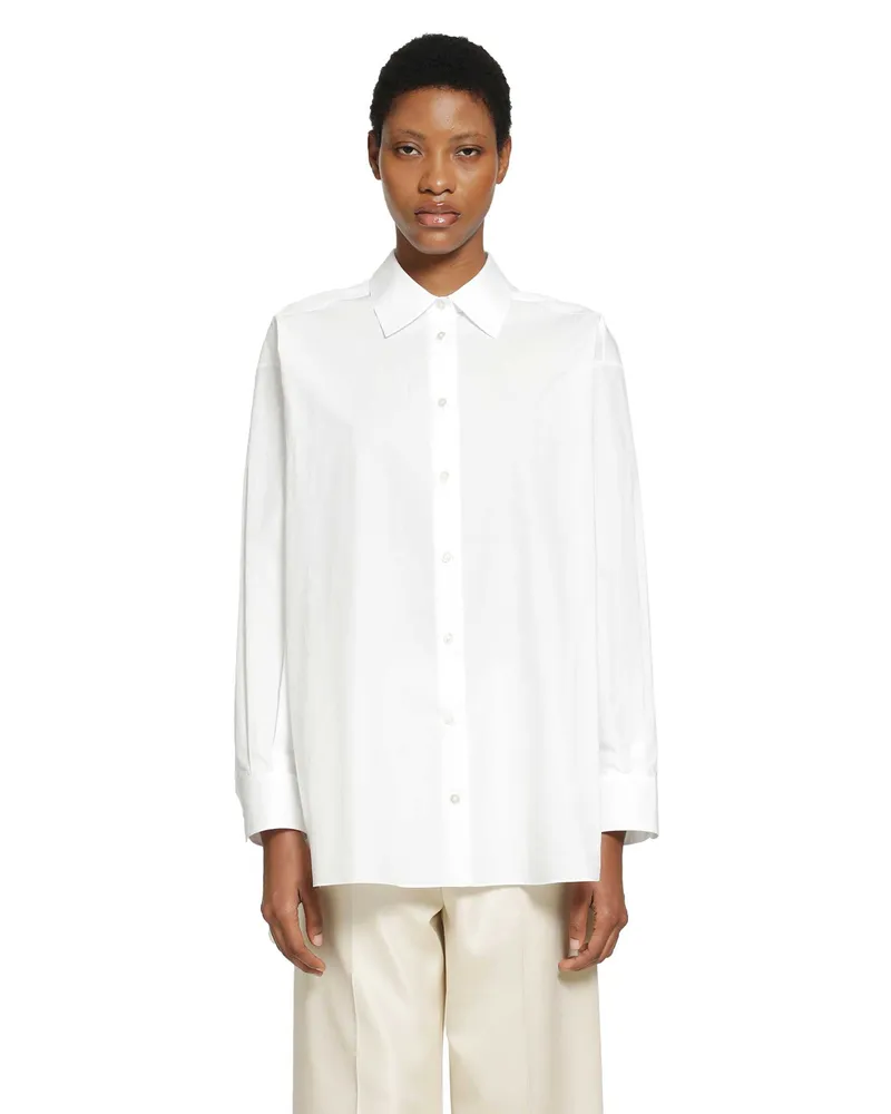 The Row Luka Cotton Poplin Shirt White