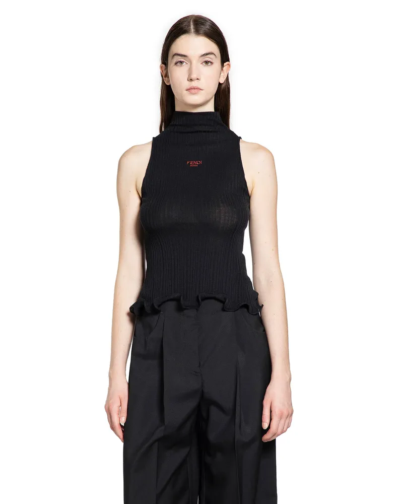 Fendi Roma Turtleneck Top Black