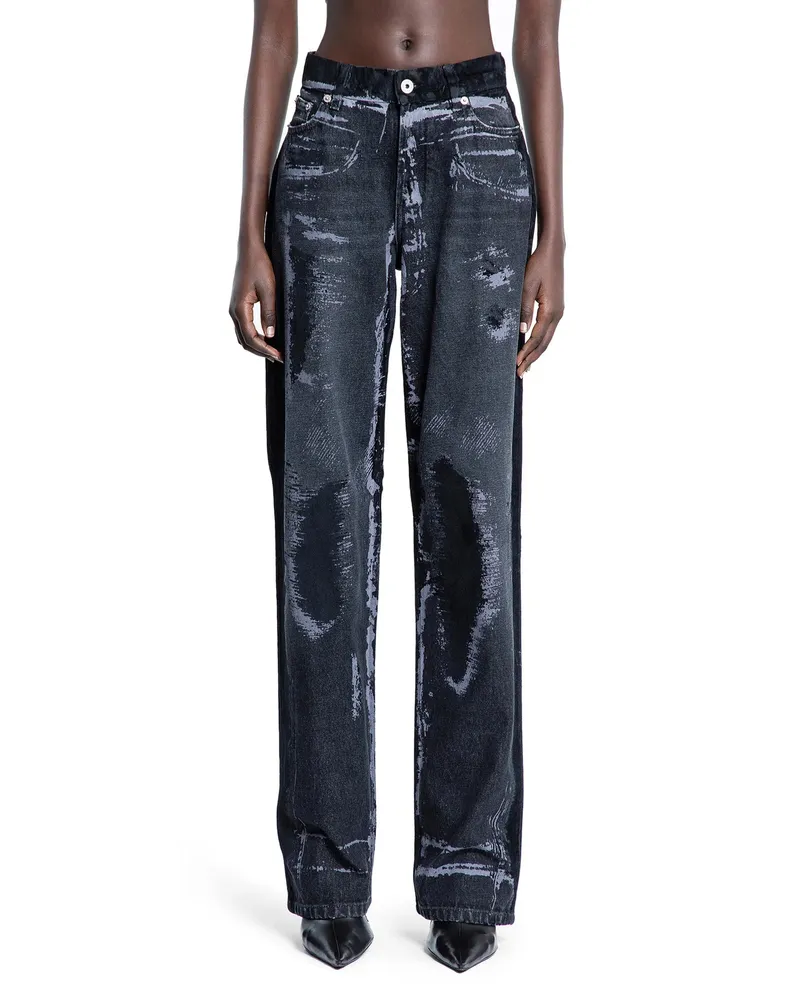 Jean Paul Gaultier Jeans in denim floccato Black