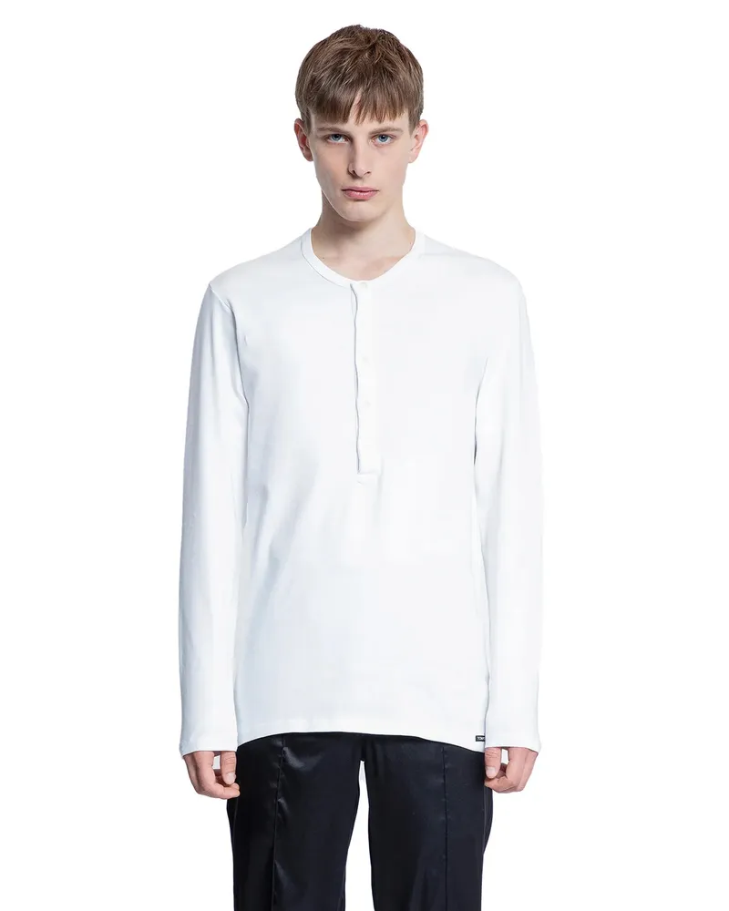 Tom Ford Henley Cotton T-Shirt White