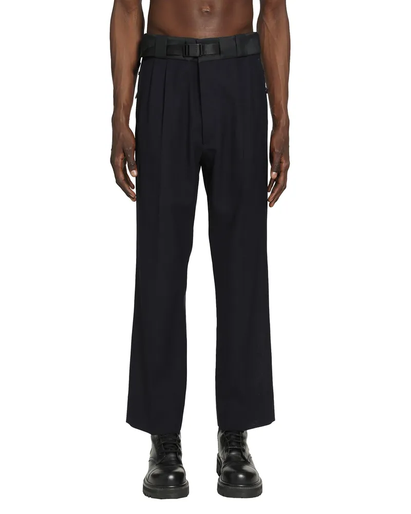 Prada Wool Pants With Technical Details Blue