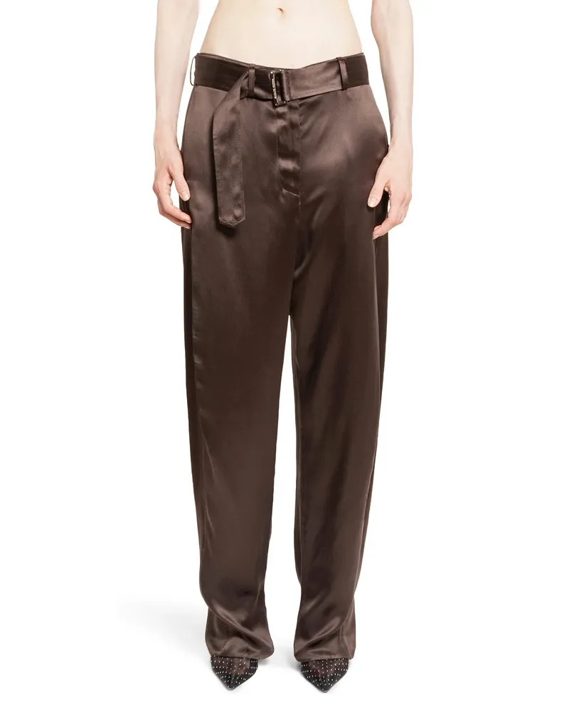 Magda Butrym Tailored Satin Pants Brown