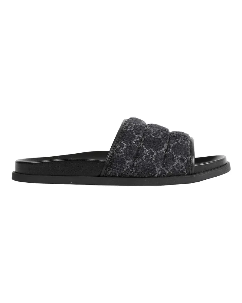 Gucci Jacquard Denim Slides Black