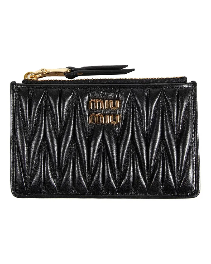 Miu Miu Matelassé Leather Card Holder Black