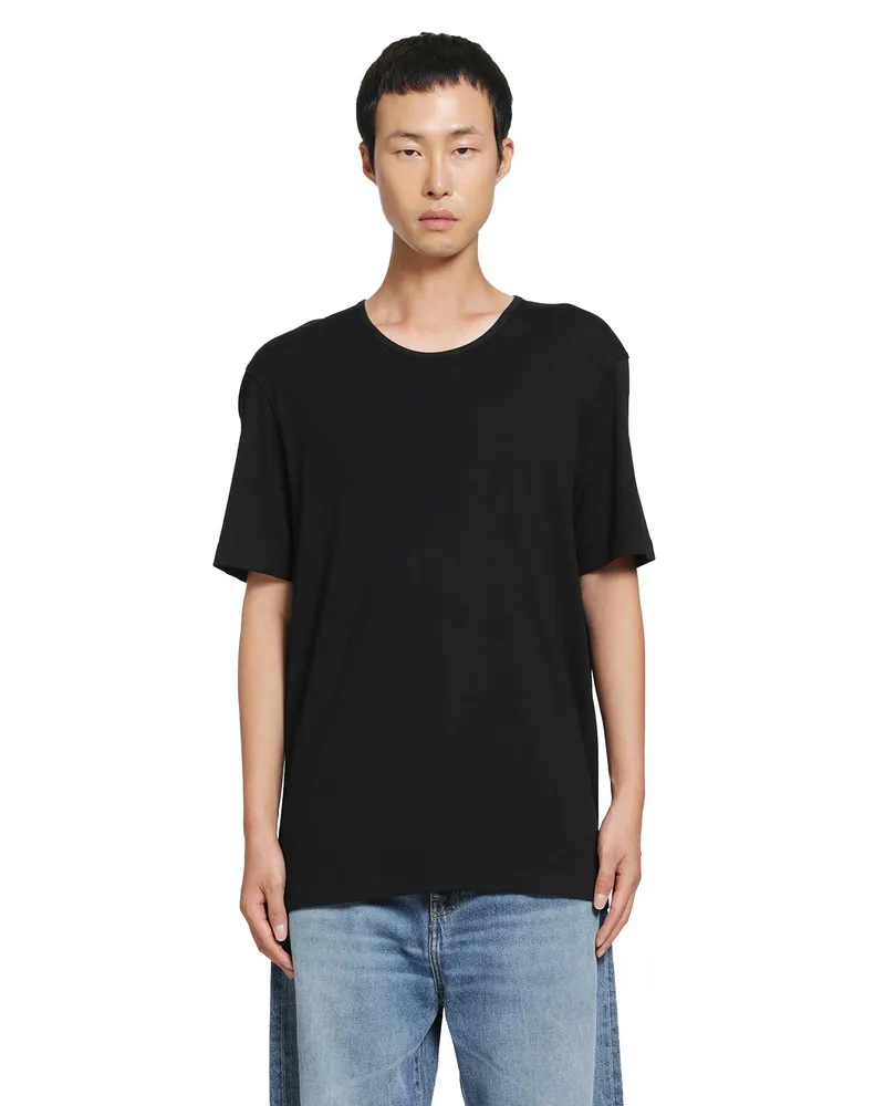 Christophe Lemaire Scoop Neck Tee in Ribbed Jersey Black