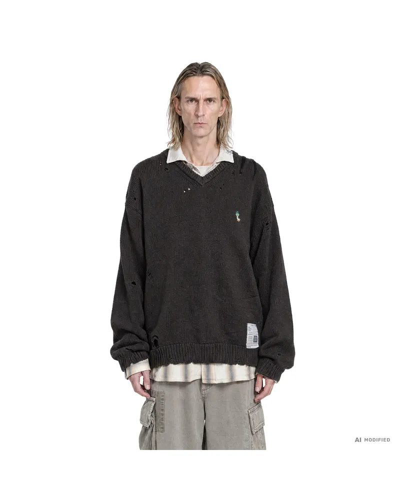 MIHARAYASUHIRO Triple Layered Collared Sweater Brown