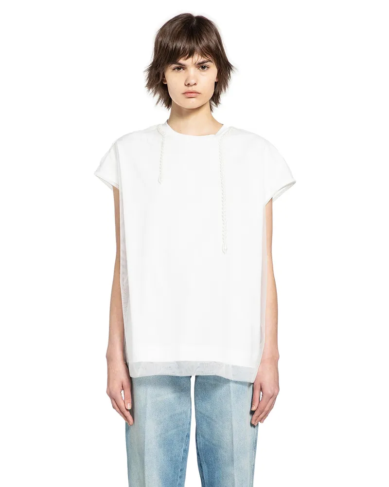 Simone Rocha Layered Liquid Smock T-Shirt White