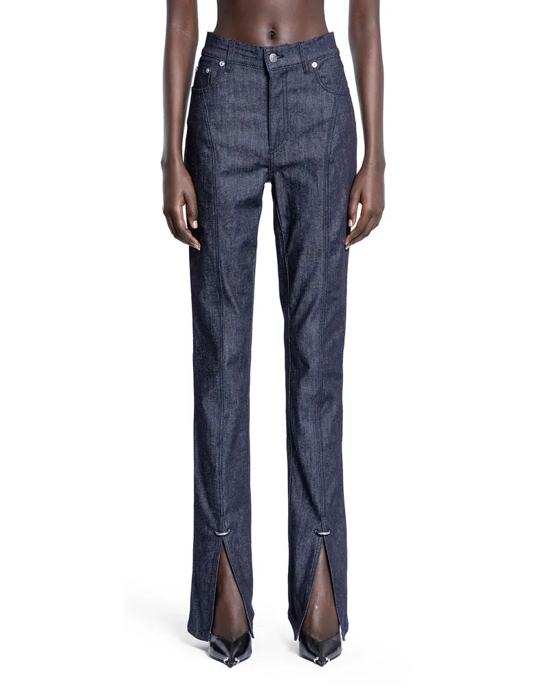Thierry Mugler Jeans Skinny in Denim Grezzo Forato Blue