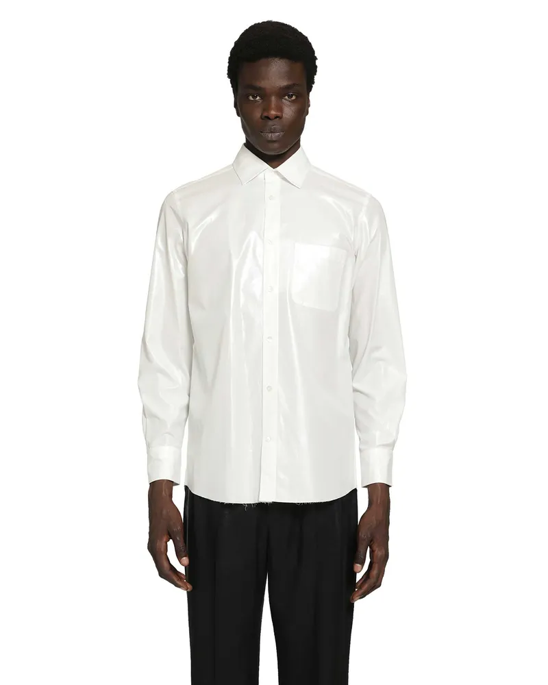 Maison Margiela Foiled Cotton Poplin Shirt White