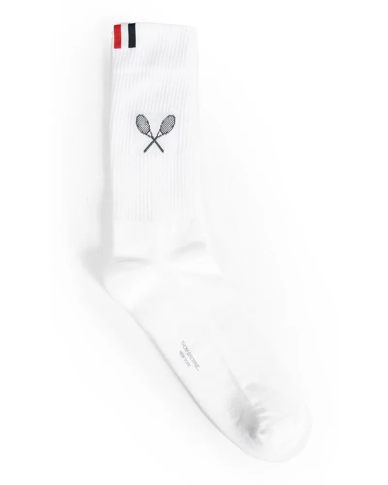 Thom Browne Tennis Racquet Athletic Socks White
