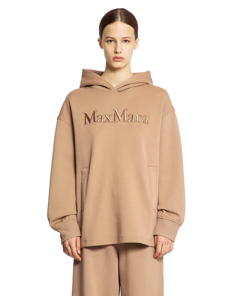Max Mara Oversized Logo Hoodie Beige