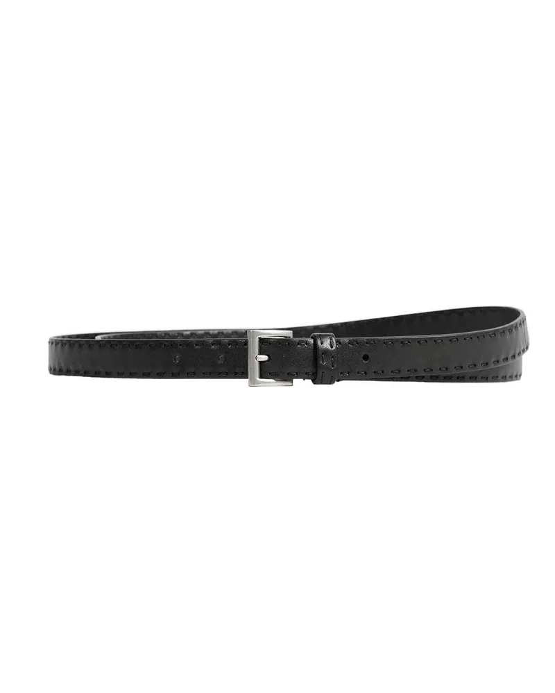 Prada Antiqued Leather Belt Black