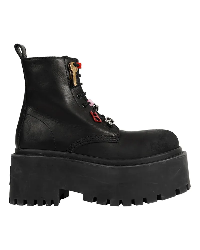 Balenciaga Strike Platform Booties With Charms Black