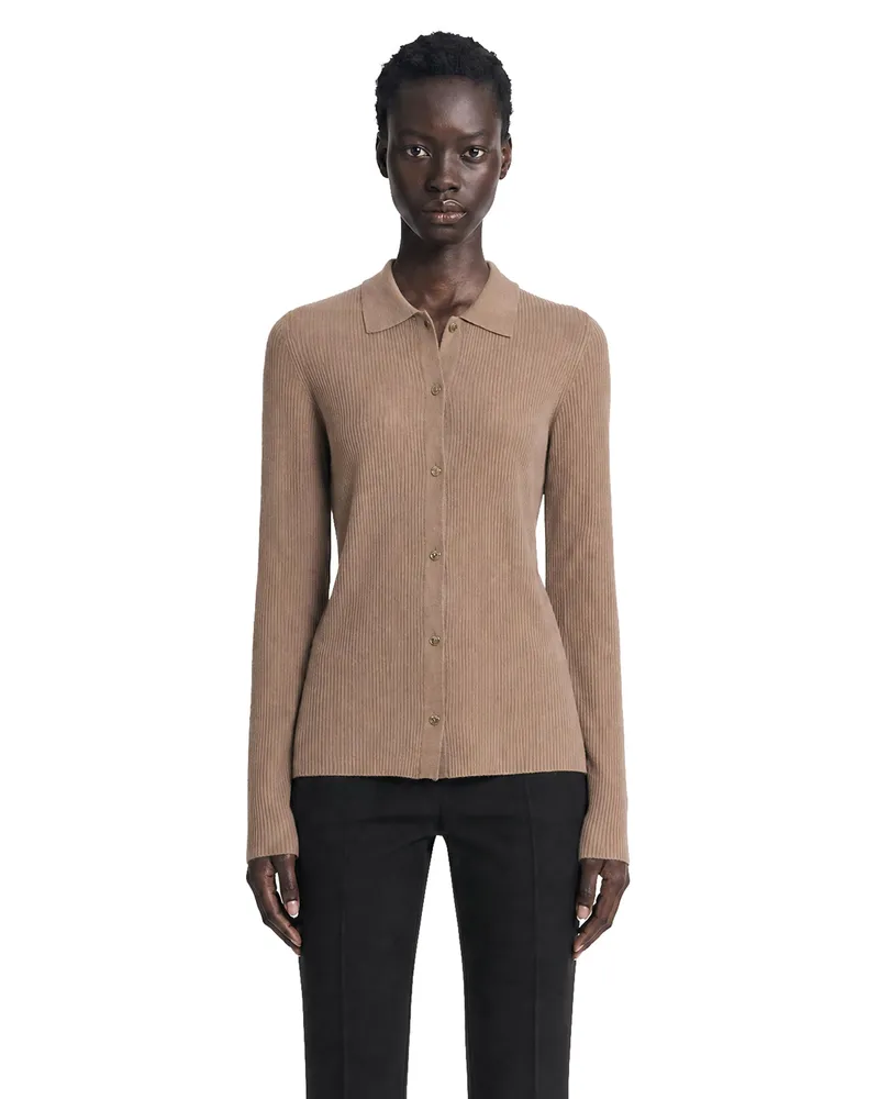 Max Mara Woollen Yarn Fitted Cardigan Beige