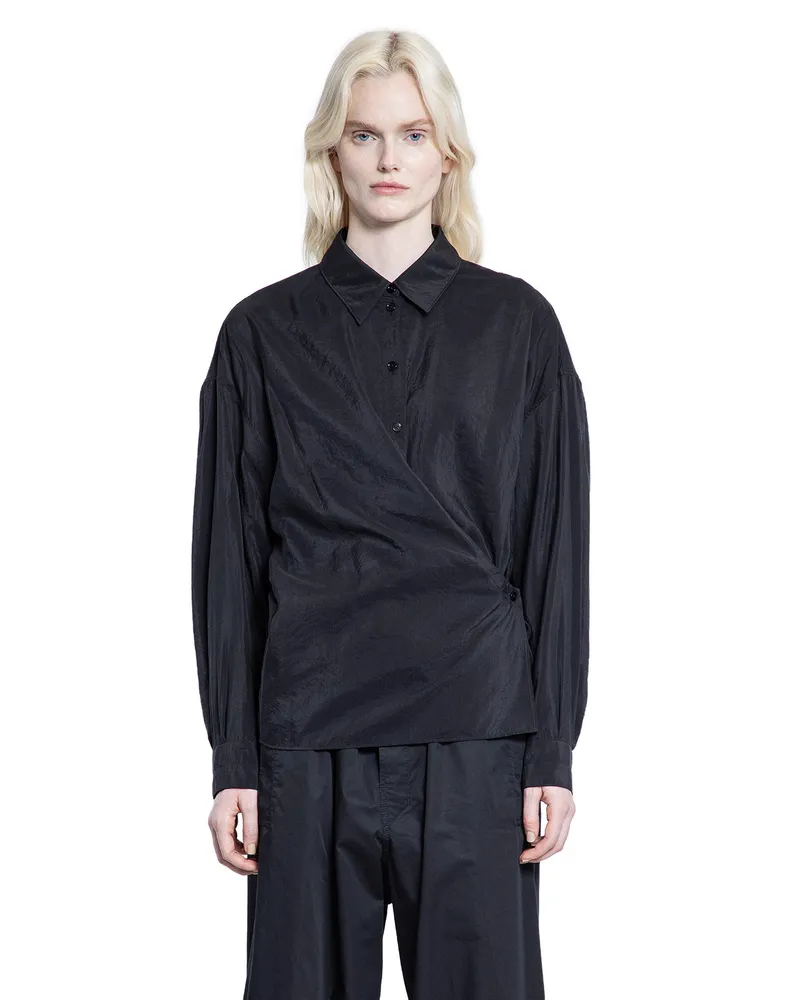 Christophe Lemaire Straight Collar Twisted Shirt Black