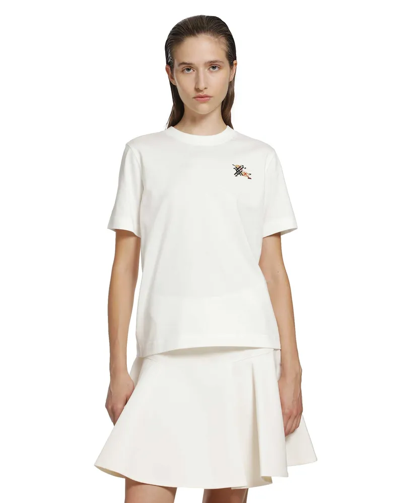 Burberry Knight Check Cotton T-Shirt White