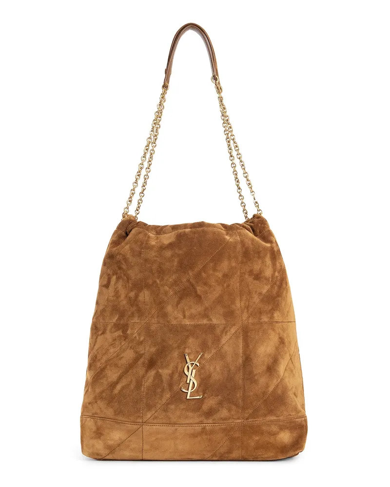 Saint Laurent Jamie Large Pochon in Suede Brown