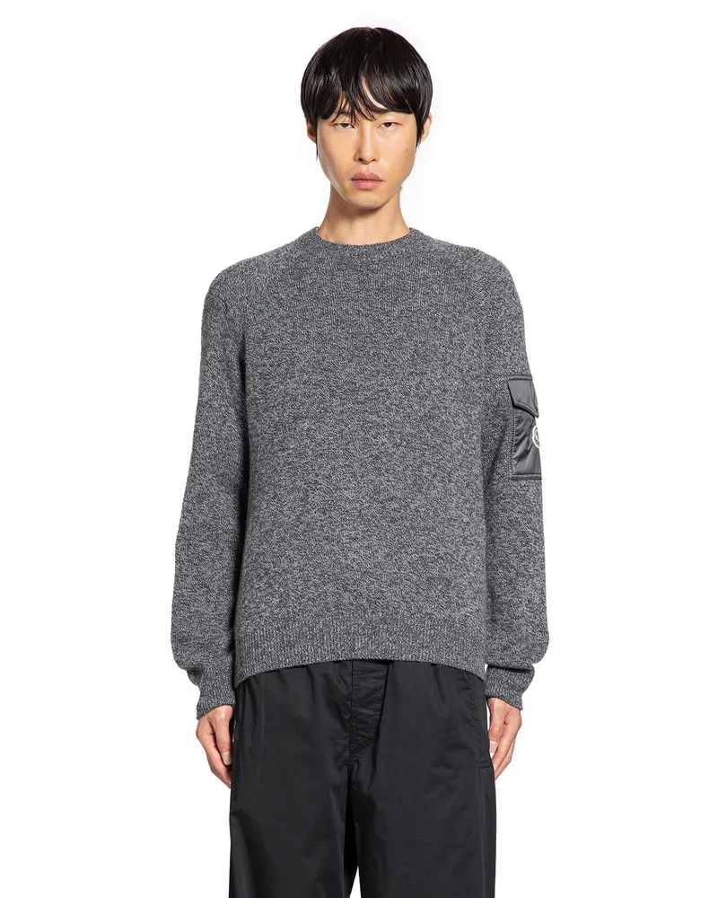 Moncler Mouliné Wool and Cashmere Sweater Grey