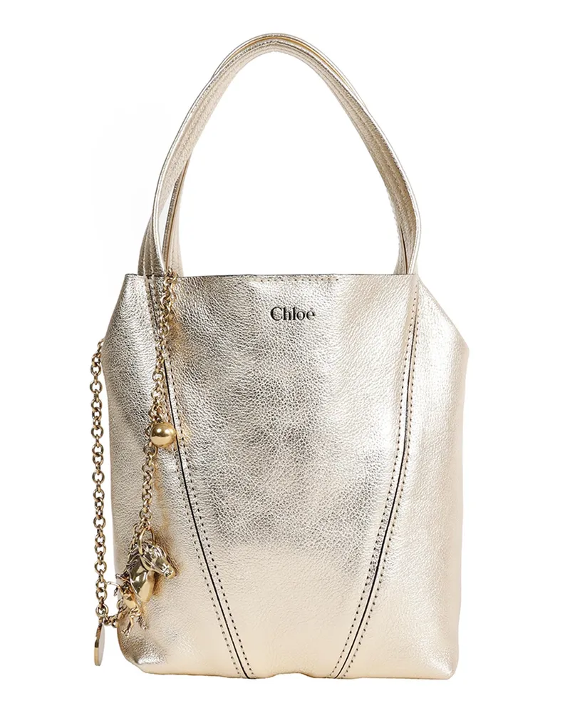 Chloé Spin Tote Bag in Metallised Leather Gold