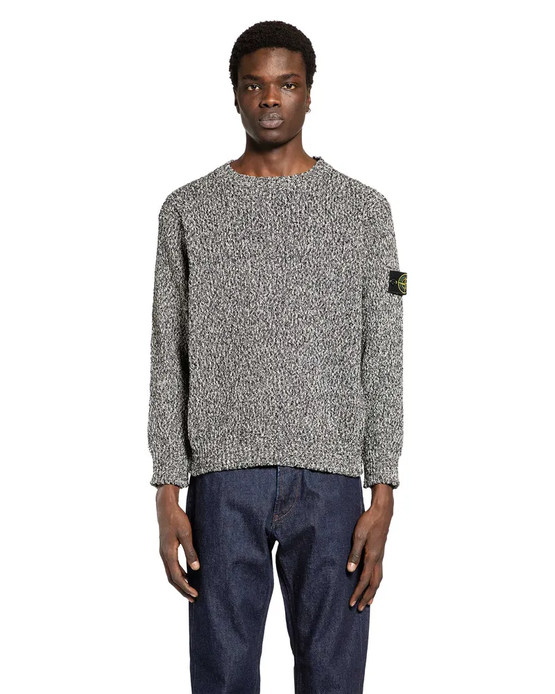 Stone Island 5100025 Speckled Cotton Sweater Black&white