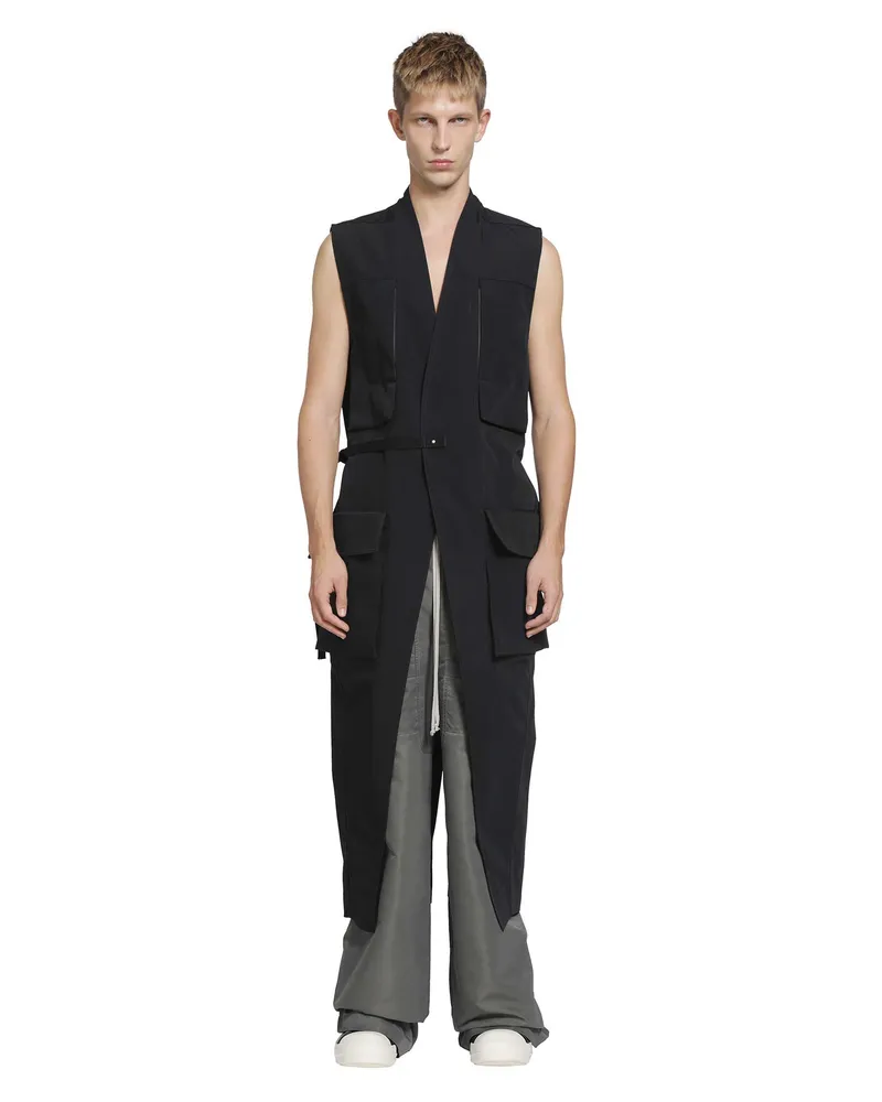 Rick Owens Tower Long Lab Cargo Vest Black