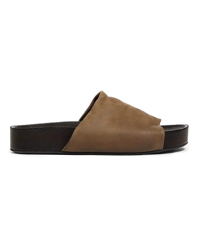 Uma Wang Leather Slides Green