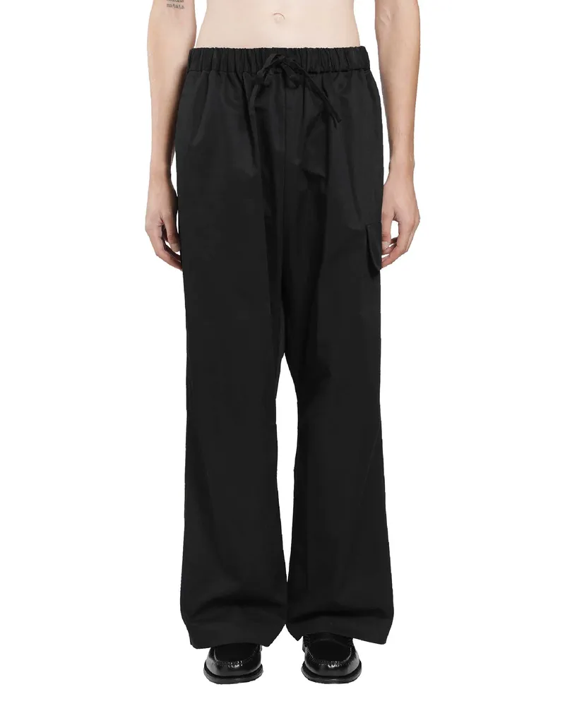 Simone Rocha Drawstring Cargo Knee Pleat Trousers Black