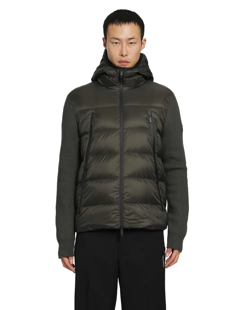 Moncler Padded Wool Zip-Up Cardigan Green