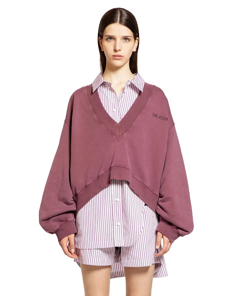 ATTICO V-Neck Logo Sweatshirt Purple