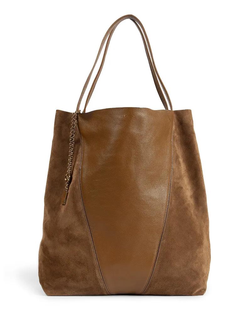 Chloé Spin Large Suede and Leather Shoulder Bag Green